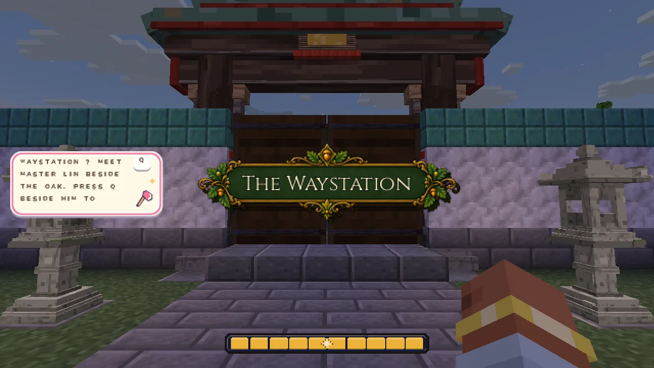 The Waystation gate with its title card